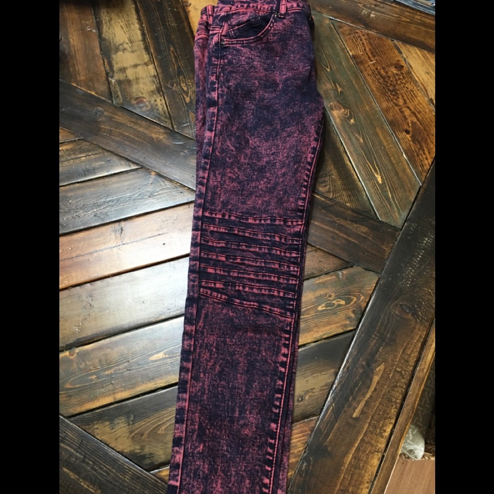Pink/Blue Acid Washed Jeggings